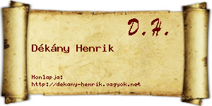 Dékány Henrik névjegykártya