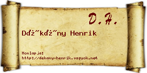 Dékány Henrik névjegykártya